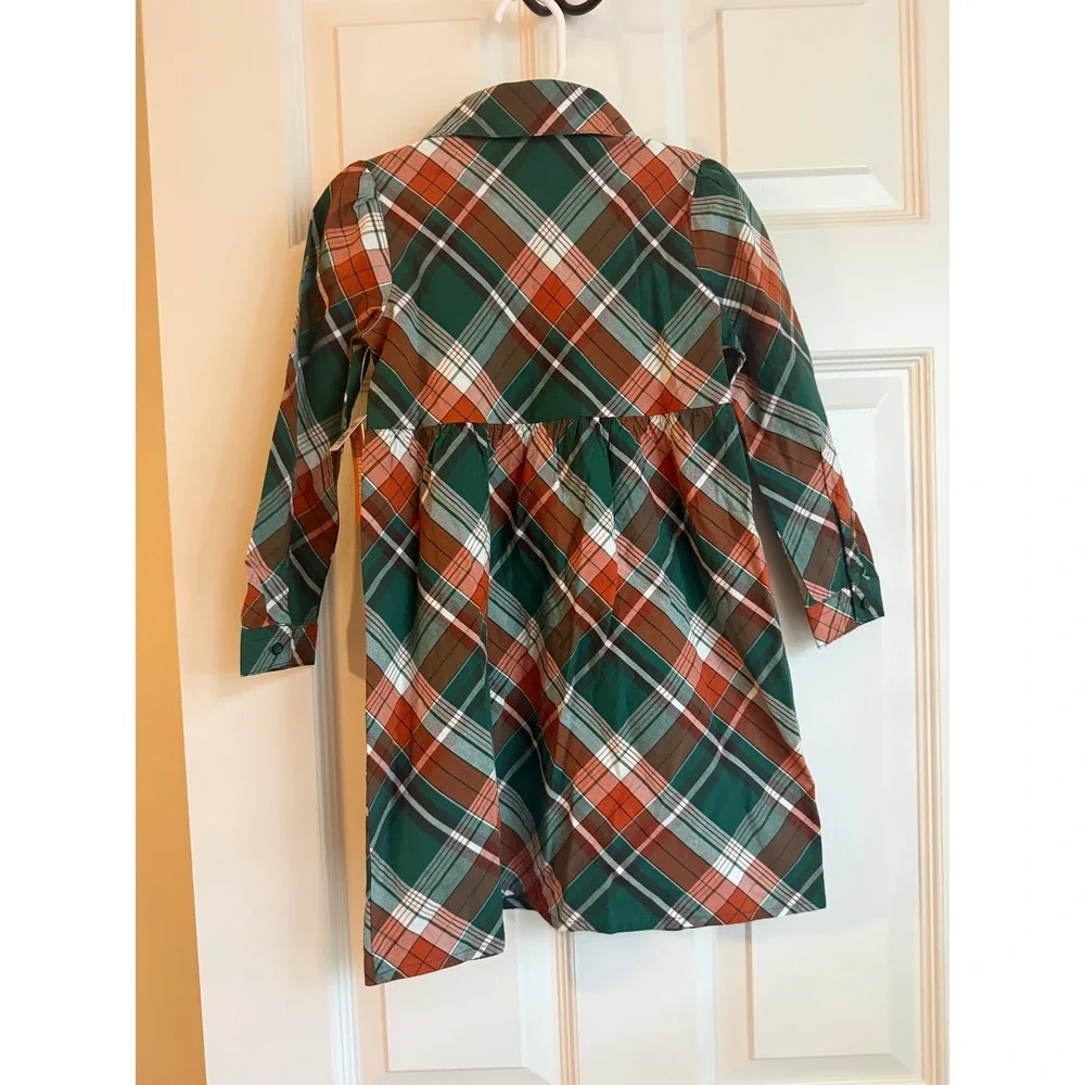 Gymboree Girls 4T Plaid Shirt Dress Noble Forest Green Orange Cotton NWT 3040651